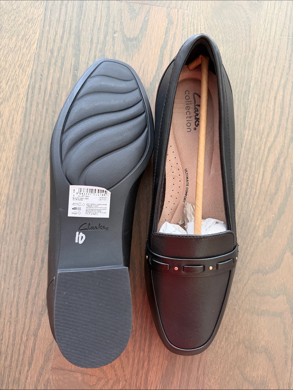 Clarks Woman Black Leather loafers, Clarks Collection Juliet Bay | 11 US - Picture 4 of 14
